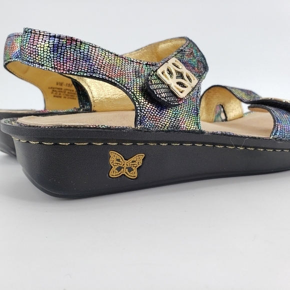ALEGRIA Vienna Shine On Sandals 38 Multi-Colored Leather Rocker Bottom Shoe - Picture 13 of 13